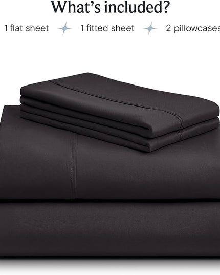 LuxClub Twin XL Sheets - Soft Twin Bed Sheets for-Boys-and-Girls-4 PC Deep Pockets 18" Eco Friendly Wrinkle Free-Kids-Fitted Sheets Machine Washable Hotel Bedding Silky Soft - Black Twin XL - LeafyLoom