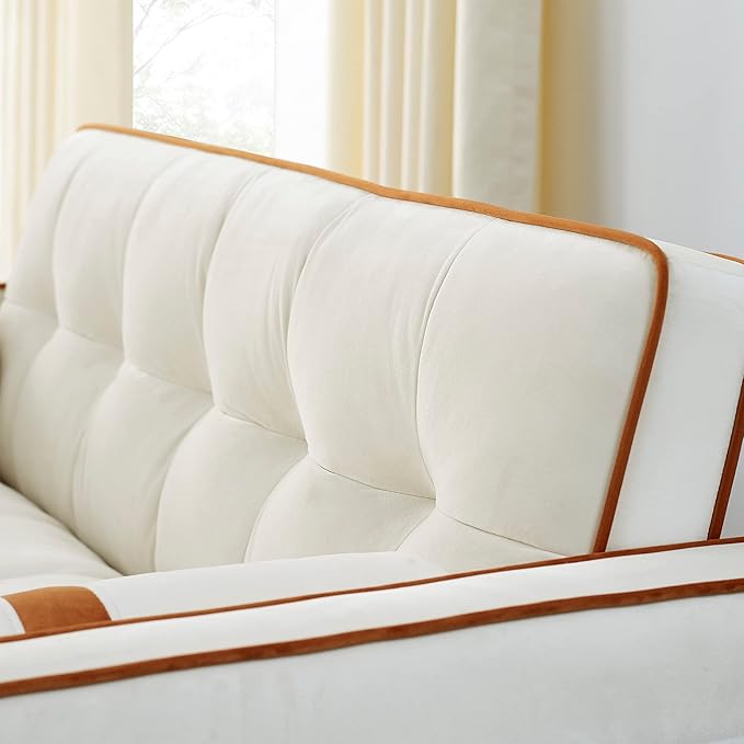 3 in 1 Tufted Sleeper Sofa Cylindrical Pillows,Modern Convertible Loveseat Sofá W Pull Out Sleep Couch Bed and Side Pockets,Velvet Upholstered Love Seat Sofabed for Living Room, 55.5", Beige1 - LeafyLoom