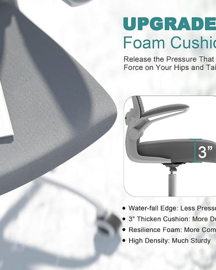 Mimoglad Office Chair, High Back Ergonomic Desk Chair with Adjustable Lumbar Support and Headrest, Swivel Task Chair with flip-up Armrests for Guitar Playing, 5 Years Warranty - LeafyLoom