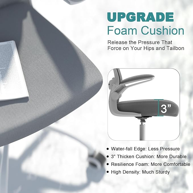 Mimoglad Office Chair, High Back Ergonomic Desk Chair with Adjustable Lumbar Support and Headrest, Swivel Task Chair with flip-up Armrests for Guitar Playing, 5 Years Warranty - LeafyLoom