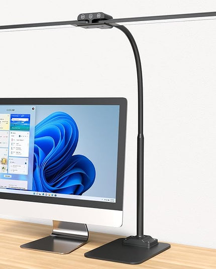 KableRika Desk Lamp Double Light: Bright Led Desk Lights for Home Office - Eye Care Reading Table lamps with Base - Dimmable Desktop lighting for Computer Monitor Study Drafting - LeafyLoom