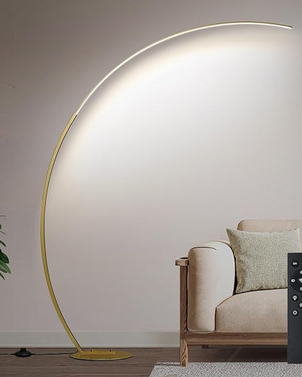 Torondo Dimmable LED Floor Lamp with 3 Color Temperatures, Ultra Bright 2000LM Gold Arc Floor Lamp, Modern Standing Tall Lamp with Remote Control Reading Floor Lamp for Bedroom Office Classroom - LeafyLoom