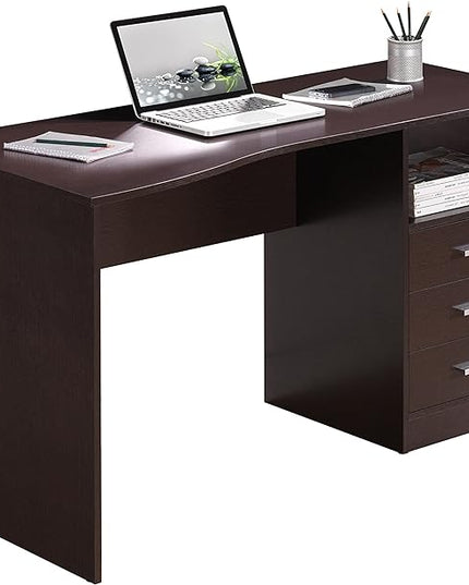 Techni Mobili Classic Computer Desk with Multiple Drawers, 29.5" x 23.6" x 51.2", Wenge - LeafyLoom