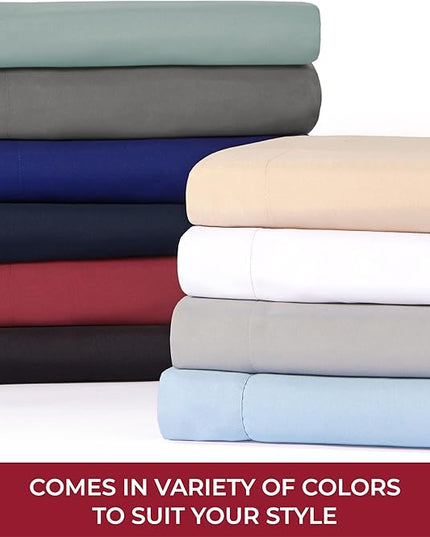 Mellanni RV Short Queen Sheets - 4 PC Iconic Collection Bedding Sheets & Pillowcases - Hotel Luxury, Extra Soft, Cooling Bed Sheets - Deep Pocket up to 10 inch (RV/Short Queen, White) - LeafyLoom