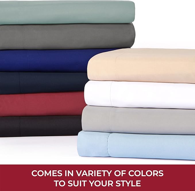 Mellanni RV Short Queen Sheets - 4 PC Iconic Collection Bedding Sheets & Pillowcases - Hotel Luxury, Extra Soft, Cooling Bed Sheets - Deep Pocket up to 10 inch (RV/Short Queen, White) - LeafyLoom
