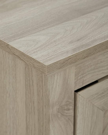 Walker Edison Modern Wood Grooved Buffet Sideboard with Open Storage-Entryway Serving Storage Cabinet Doors-Dining Room Console, 58 Inch, Birch - LeafyLoom