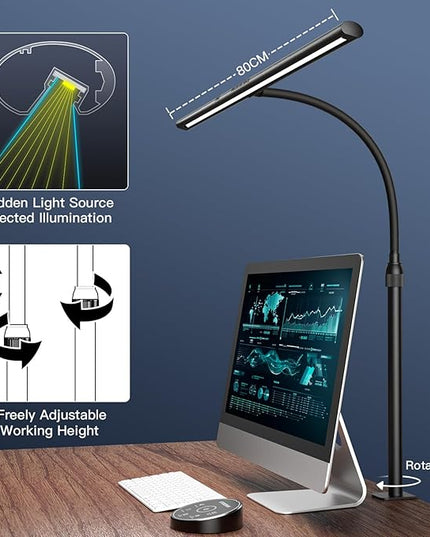 Desk Lamp, 31.5" LED Desk Lamp for Home Office,Gesture Sensing Control Desk Light, Dimmable & Color Temperature, Eye-Caring Office Lamp, Brightest Architect Lamp for Screen/Workbench - LeafyLoom