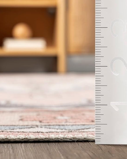 nuLOOM Catreena Transitional Floral Machine Washable Ultra Thin Area Rug, 5' x 8', Pink - LeafyLoom