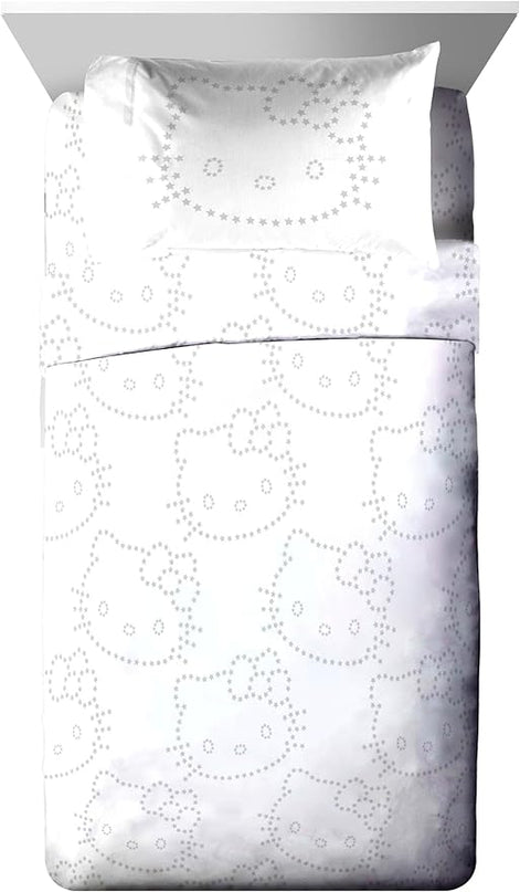 Jay Franco Hello Kitty Stars Twin Comforter Set - 5 Piece Bedding includes Sheet Set & Pillow Covers - Super Soft Zodiac Black & Gold Bedding - LeafyLoom