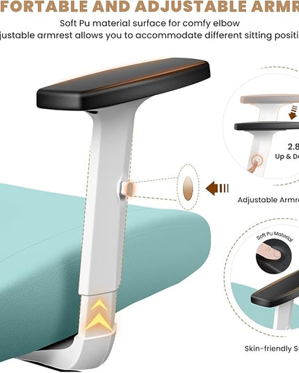 Office Chair Ergonomic Desk Chair with Adjustable Lumbar Support, Swivel Comfy Computer Chair Heavy Duty Executive Chair for Home Office - LeafyLoom