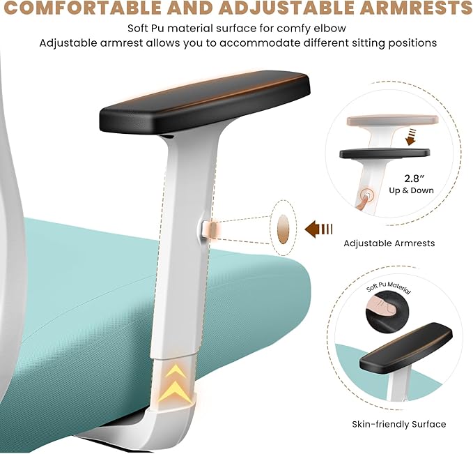 Office Chair Ergonomic Desk Chair with Adjustable Lumbar Support, Swivel Comfy Computer Chair Heavy Duty Executive Chair for Home Office - LeafyLoom