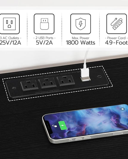 HOOBRO LED TV Stand for 75 Inch TVs with Charging Station, Gaming Entertainment Center with 3-Tier Open Storage, Long 63” Media TV Console Table, TV Stand for Living Room, Bedroom, Black BB21UDDS01 - LeafyLoom