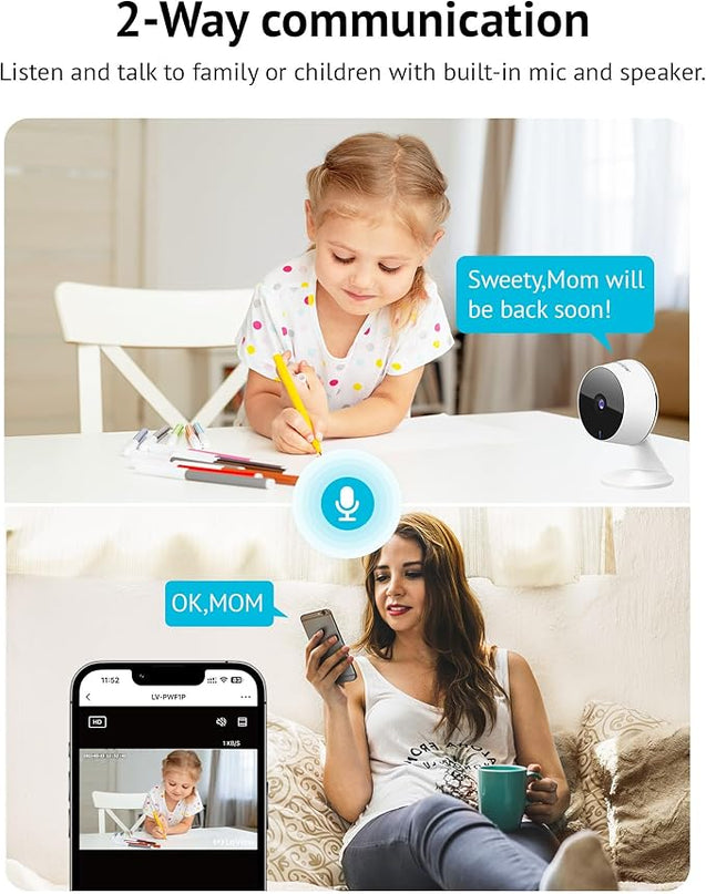 LaView 5MP 3K Cameras for Home Security Indoor,Home Security Camera for Baby/Elder/Pet/Nanny,Baby Cam Starlight Sensor Color Night Vision,US Cloud Service,Compatible with Alexa LaView