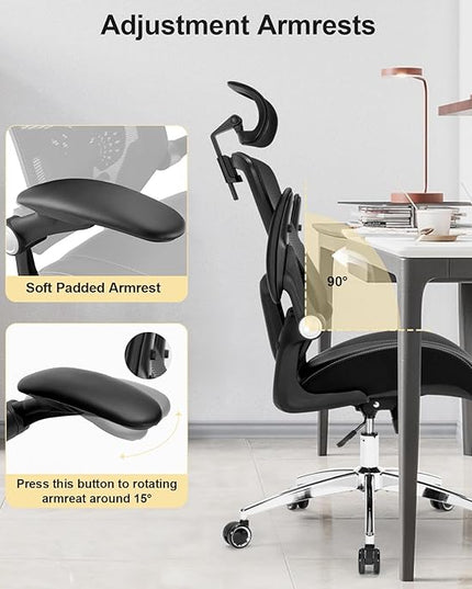 Big and Tall Office Chair, 400lbs Heavy Duty Ergonomic Desk Chair with Soft 3D Modeling Foam Cushion Home Office Desk Chairs with Adjustable Headrest Seat Height Executive Computer Task Chair - LeafyLoom
