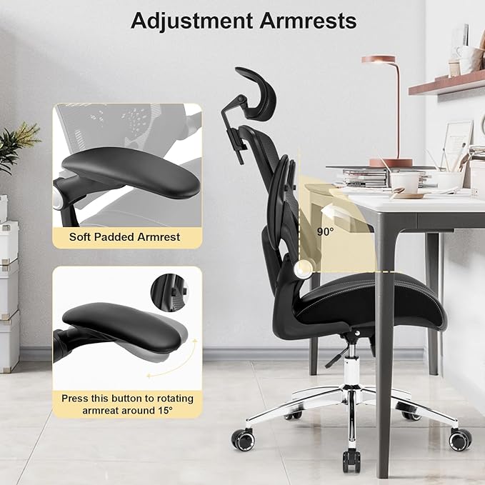 Big and Tall Office Chair, 400lbs Heavy Duty Ergonomic Desk Chair with Soft 3D Modeling Foam Cushion Home Office Desk Chairs with Adjustable Headrest Seat Height Executive Computer Task Chair - LeafyLoom