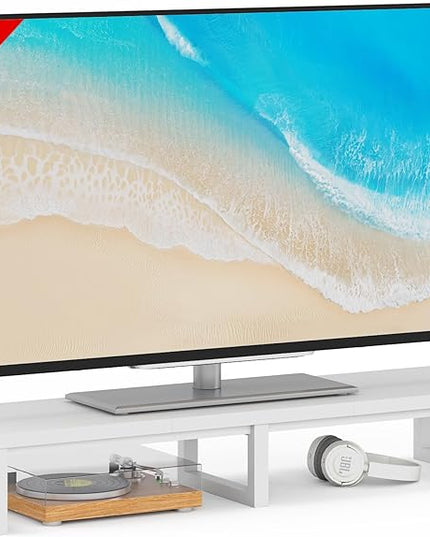 45" Large TV Riser for 32-60 inch TV, TV Riser Stand Shelf with Steel Legs, Tabletop TV Stand Riser for Home Office,White - LeafyLoom