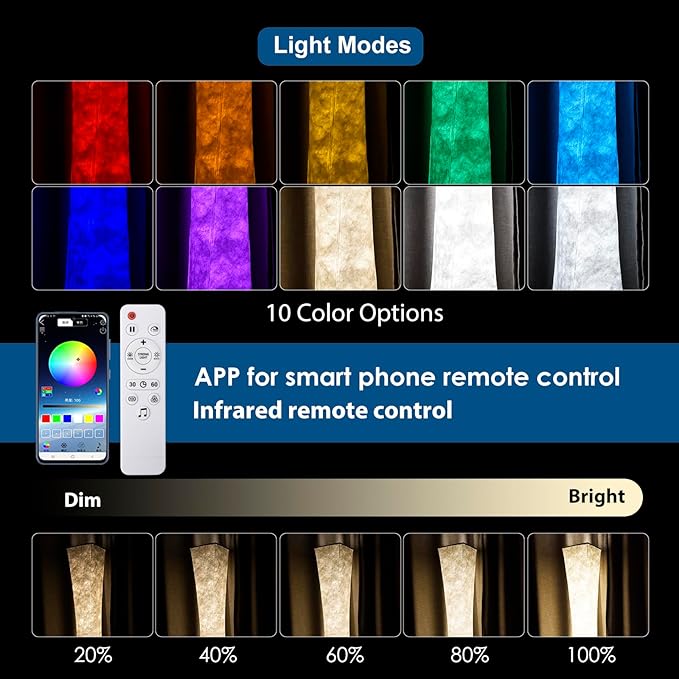 Floor Lamp, RGB Color Changing Led Smart Lamp, Music Sync, APP Remote Control, 62'' Standing Lamp for Living Room Bedroom Game Room - LeafyLoom