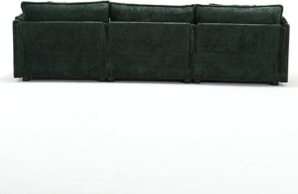 5 Seater L Shaped Convertible Modular Sectional Sofa with Reversible Chaise, Minimalist Oversized Sleeper Corner Couch,Chenille Upholstered Leisure Sofá for Living Room Office, Emerald 112.2" - LeafyLoom
