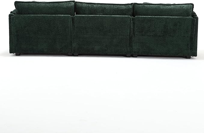 5 Seater L Shaped Convertible Modular Sectional Sofa with Reversible Chaise, Minimalist Oversized Sleeper Corner Couch,Chenille Upholstered Leisure Sofá for Living Room Office, Emerald 112.2" - LeafyLoom