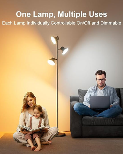 2024 Upgraded LED Floor Lamp, 36W Modern Floor Lamp with Remote & Touch Control, 4 Color Temperatures, Standing Lamp with 3 Rotatable Lights, Floor Lamps for Living Room, Bedroom, Office - LeafyLoom
