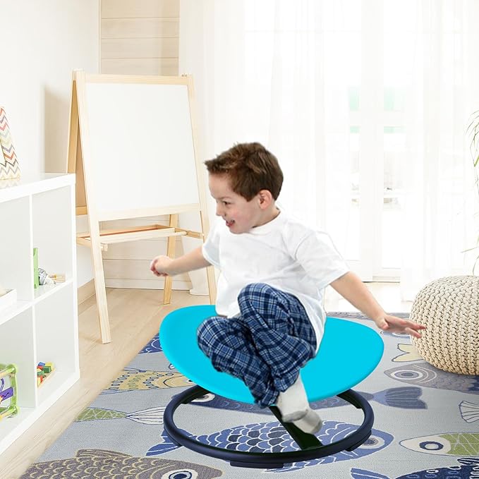 Swivel Sensory Spinning, Autism Children's Chair, Boost Balance in Kids,Non-Slip, Blue - LeafyLoom