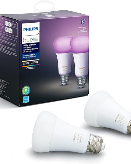 Philips Hue Gradient Signe Floor Lamp, Compatible with Alexa, Apple Homekit and Google Assistant & Smart 60W A19 LED Bulb - White and Color Ambiance Color-Changing Light - 2 Pack - 800LM PhilipsHue