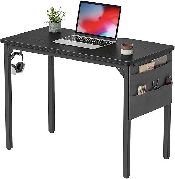BANTI Computer Desk, 32 inch Home Office Writing Study Desks with Storage Bag, Small PC Table, Modern Simple Style for Space-Saving, Black - LeafyLoom