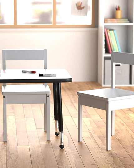 Amazon Basics Solid Wood Kids Activity Chair Set, 23.8-Inch Height - 2-Pack, White - LeafyLoom