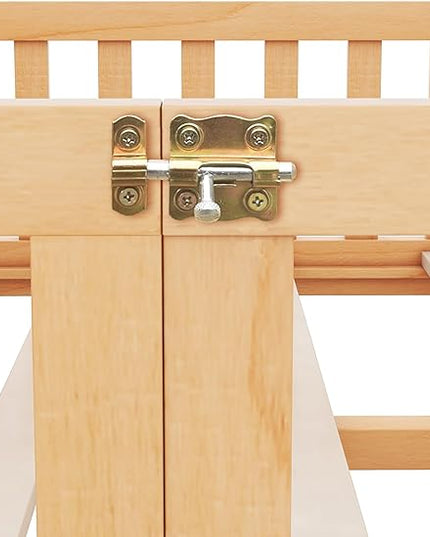 Multifunctional Full Size Floor Bed with Safety Guardrails and Door, Removable Wood Slats, Montessori Beds Frame for Toddlers, for Boys and Girls, Natural - LeafyLoom