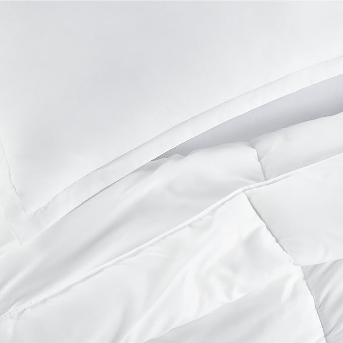 SERTA Simply Clean Ultra Soft Hypoallergenic Solid 3 Piece Comforter Set, King, White - LeafyLoom