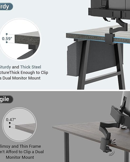armocity Computer Desk with LED Lights, Reversible Desk with Power Outlet, 55'' Desk with Storage Shelves, Gaming Desk with Moveable Monitor Stand and Storage Bag for Home Office Workstation, Grey - LeafyLoom