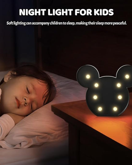 Black Mouse Decor, Battery Powered Mouse Night Light for Kids, Mouse Birthday Decorations for Kids, Kids Room Decor for Bedroom, Mouse Wall Decor for Bedroom - LeafyLoom