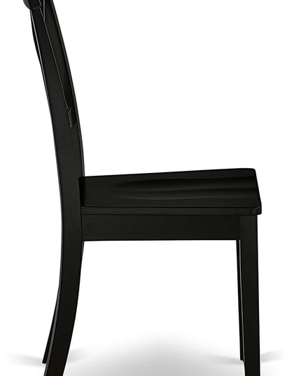 East West Furniture WEBO7-BLK-W 7 Piece Room Set Consist of a Rectangle Kitchen Table with Butterfly Leaf and 6 Dining Chairs, 42x60 Inch, Black - LeafyLoom