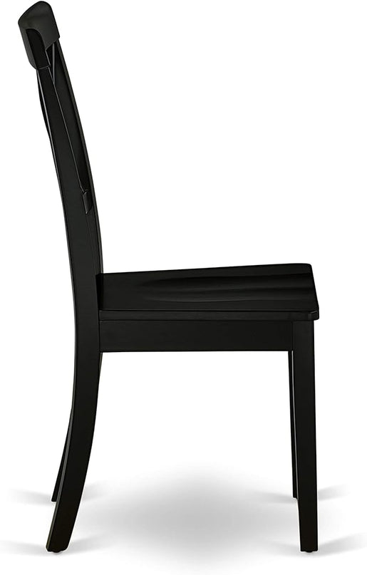 East West Furniture WEBO7-BLK-W 7 Piece Room Set Consist of a Rectangle Kitchen Table with Butterfly Leaf and 6 Dining Chairs, 42x60 Inch, Black - LeafyLoom