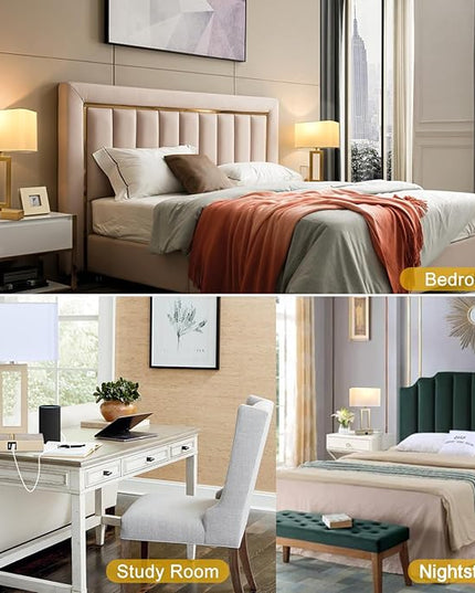 Set of 2 Table Lamps with Dual USB Ports,Touch Control for Bedside and Nightstand in Bedroom, 3-Way Dimmable Modern for Desk, Living Room, Office, LED Bulbs Included, Gold&White - LeafyLoom