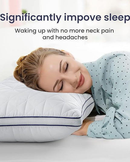 BedStory Pillows Queen Size Set of 2-Bed Pillows for Sleeping-Cooling Pillows with Mesh Design-Premium Soft Down Alternative Fill Supportive for Back, Stomach or Side Sleepers - LeafyLoom