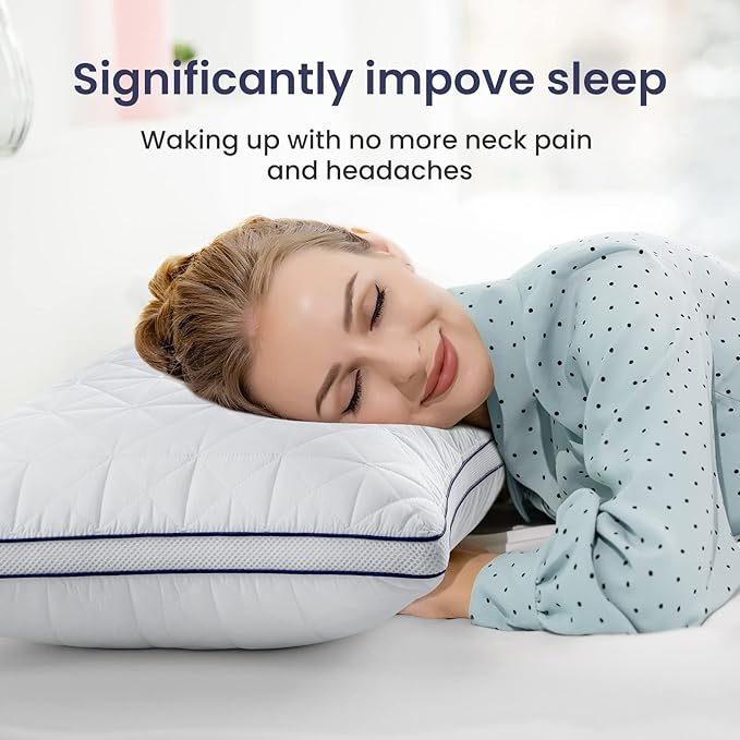 BedStory Pillows Queen Size Set of 2-Bed Pillows for Sleeping-Cooling Pillows with Mesh Design-Premium Soft Down Alternative Fill Supportive for Back, Stomach or Side Sleepers - LeafyLoom