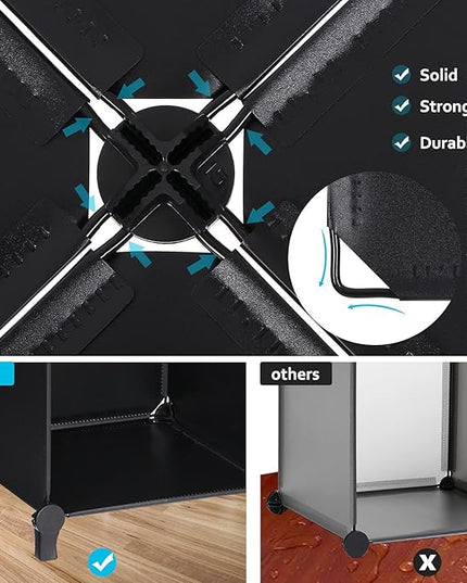 ANWBROAD Cube Storage Organizer 12-Cube DIY Closet Storage Cabinet Book Shelf Kids Organizers and Storage for Bedroom Closet Organizer Cubby Shelving Plastic Office Living Room Black ULCS012B - LeafyLoom