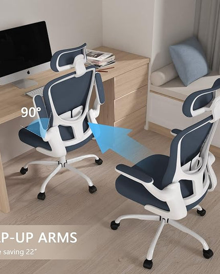 Office Chair, High Back Ergonomic Desk Chair, Breathable Mesh Desk Chair with Adjustable Lumbar Support and Headrest, Swivel Task Chair with flip-up Armrests, Executive Chair for Home Office - LeafyLoom