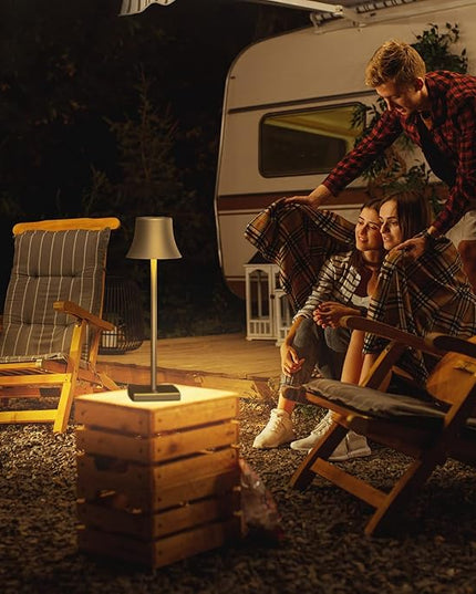 SAKRINGT LED Cordless Table Lamps Rechargeable,5000mAh Battery Operated Table Light,3 Color Stepless Dimming,Portable Small Desk Lamp in Aluminum for Party Patio Restaurant Indoor/Outdoor - LeafyLoom