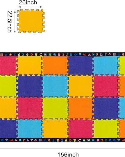 LIVEBOX Elementary Classroom Kids Rug, Washable School Learning Area Rugs, Colorful Preschool Children's Classroom Carpet Non-Slip Alphabet Mat for Home Learning,13'x7'5"(Seats-24) - LeafyLoom