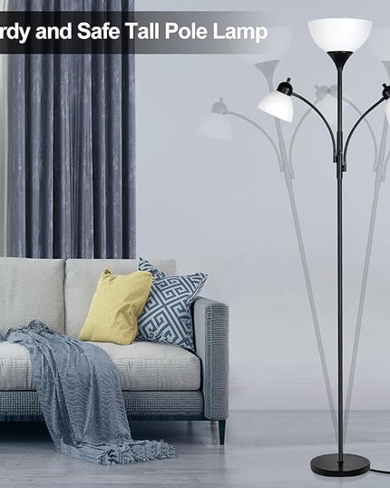 RIGLG Floor Lamps for Living Room,Standing Lamp with Stepless Dimming, 3 Lights Adjustable Reading Lights, Morden Tall Lamps for Living Room, Bedroom, Office - LeafyLoom