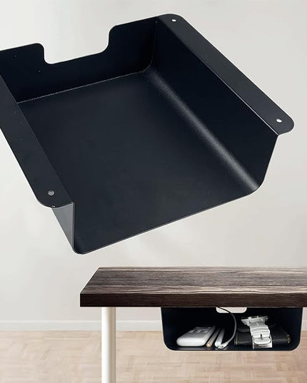 Under Desk Storage Shelf Under Desk Drawer Storage for Sit Stand Desk, Table, Gaming Desk, Workstations Under Desk Organizer Adds Tray for Home and Office(Black) - LeafyLoom