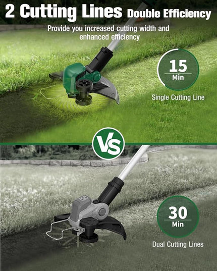 KIMO 4-in-1 Cordless Leaf Blower/Vacuum & String Trimmer/Weed Edger Combo Kit w/2x2.0 Battery & 10Pcs Spool Line, Variable Speed Trigger for Blowing/Vaccuming/Dusting/Clearing/Lawn Edging/Gardening - LeafyLoom