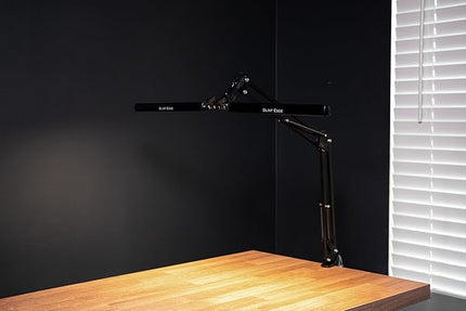 Desk Lamps for Home Office - Double Head LED Desk Lamp with Clamp, 24W, 3 Color Modes, Adjustable Arm, Eye-Caring Light for Study, Drafting, and Crafting, Black - LeafyLoom