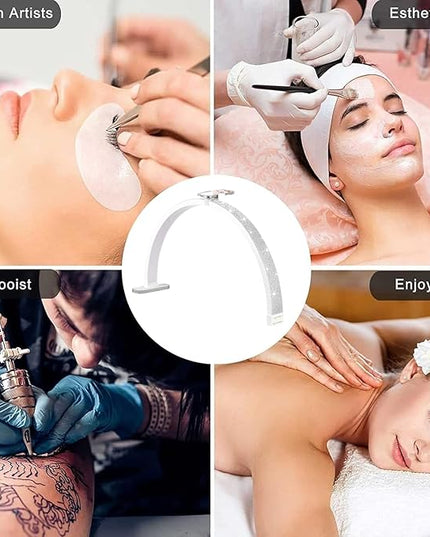 Half Moon Light for Nail Desk, 30'' Half Moon Lamp with Phone Holder, Large 40W Led Lash Light for Nails, Eyelash Extensions, Makeup, Tattoo, Spa, Desk Lamp for Nail Tech (White) - LeafyLoom
