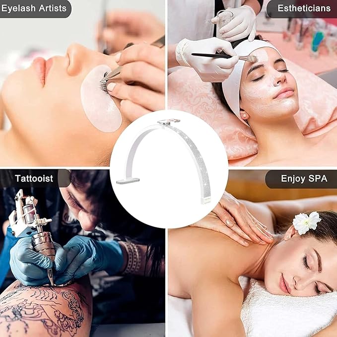 Half Moon Light for Nail Desk, 30'' Half Moon Lamp with Phone Holder, Large 40W Led Lash Light for Nails, Eyelash Extensions, Makeup, Tattoo, Spa, Desk Lamp for Nail Tech (White) - LeafyLoom