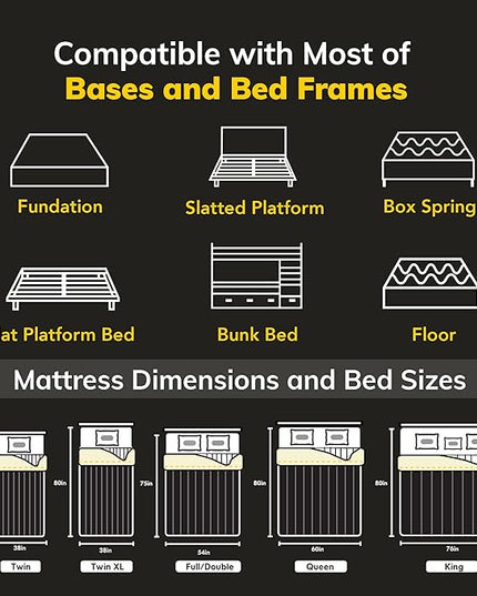 EGOHOME 12 Inch Twin XL Mattress, Copper Gel Cooling Memory Foam Mattress for Back Pain Relief,Therapeutic Mattress Bed in a Box, Made in USA, CertiPUR-US Certified, 38x80x12 Black - LeafyLoom