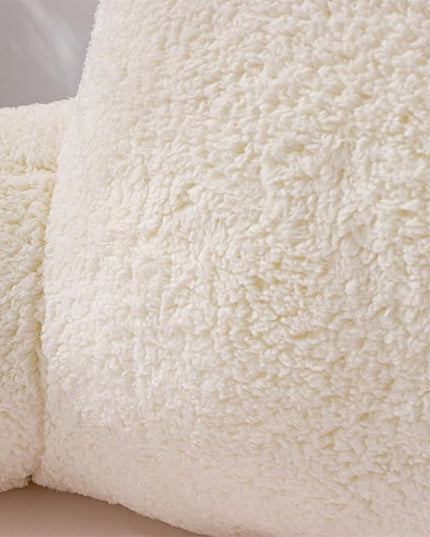 A Nice Night Sherpa Fleece Flannel Reading Pillow Bed Wedge Children Backrest with Arms Back Support for Sitting Up in Bed/Couch,White - LeafyLoom