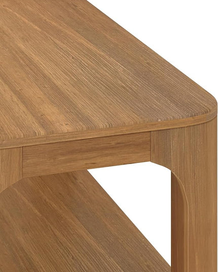 Plank+Beam Small Forma Coffee Table, Solid Wood 40 Inch Modern Coffee Table with Shelf, Contemporary Center Table with Storage Space, Rectangle Tea Table with Storage, Pecan - LeafyLoom